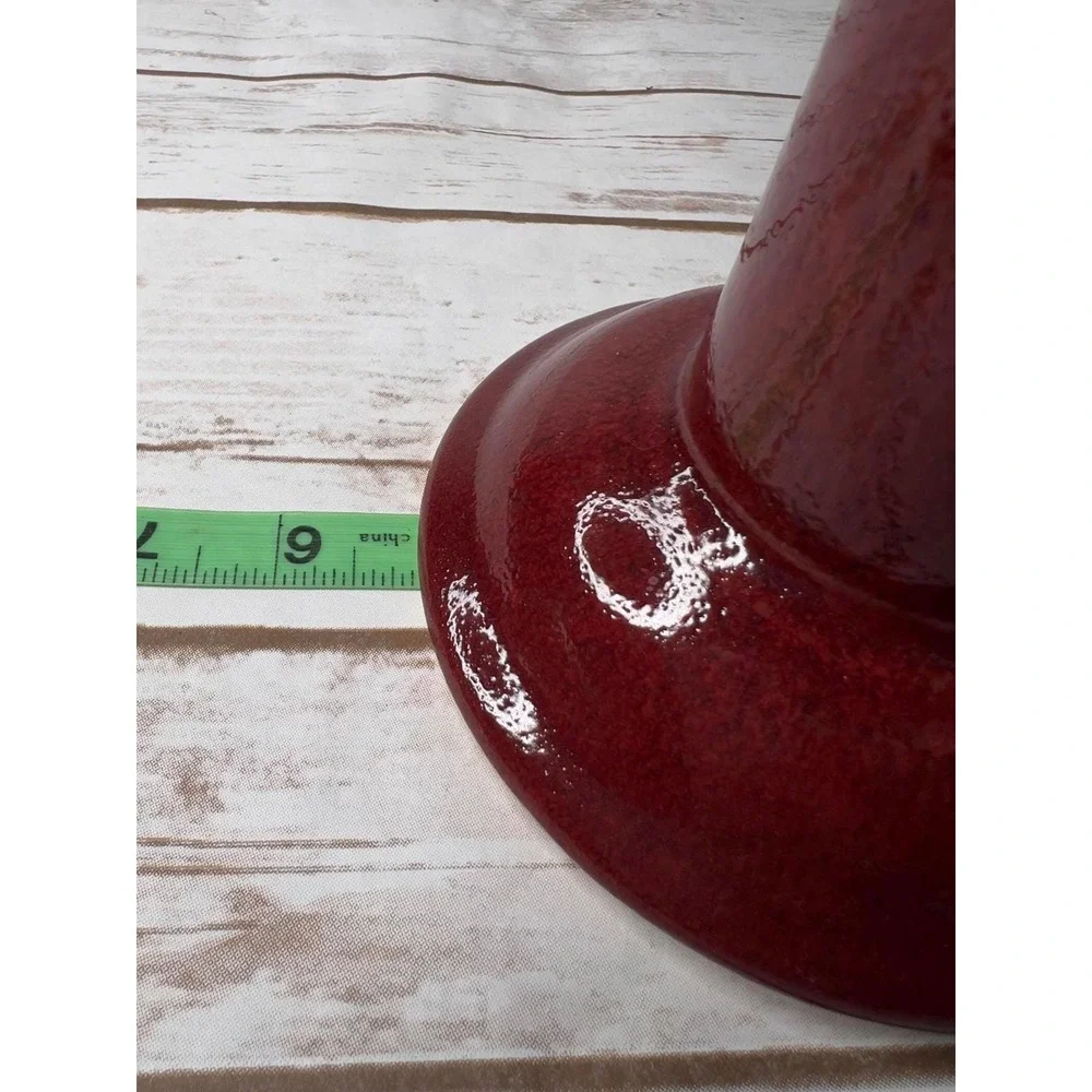 HausenWare Candlestick Holders Red Glossy Ceramic Pedestal Set of‎ 2 7.5in